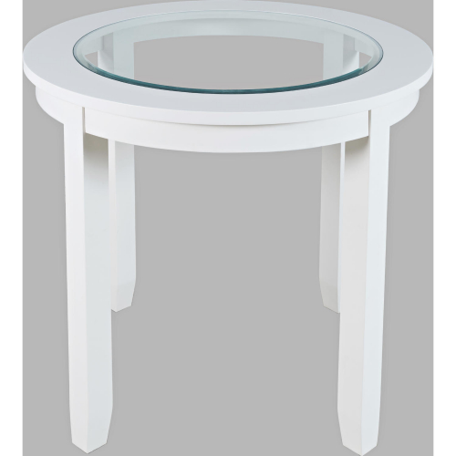 Urban Icon 42" Round Counter Dining Table in White with Glass Inlay